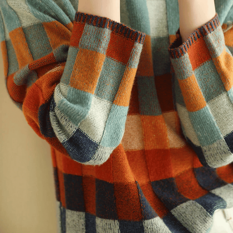 Pullover Sweater for Women - Color Block - Image 4