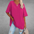 Oversized V-Neck T-Shirt for women - Short Sleeve Loose Fit - Tunic Length Casual - Image 4