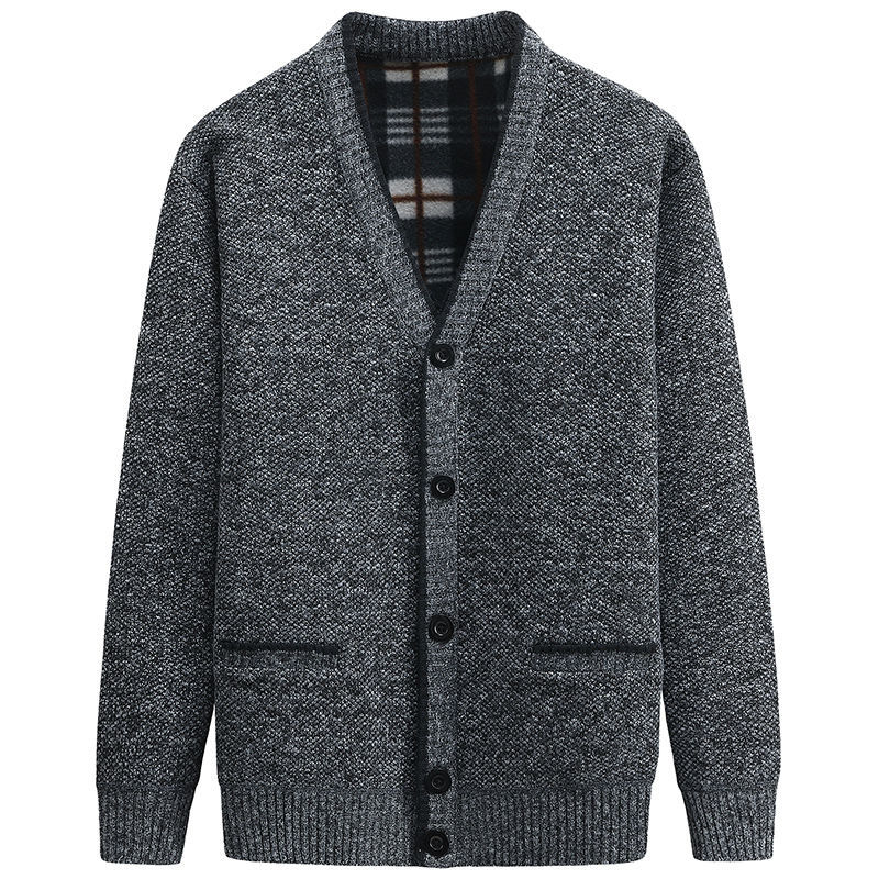 Button Front V-Neck Cardigan for Men - Long Sleeve - Image 3