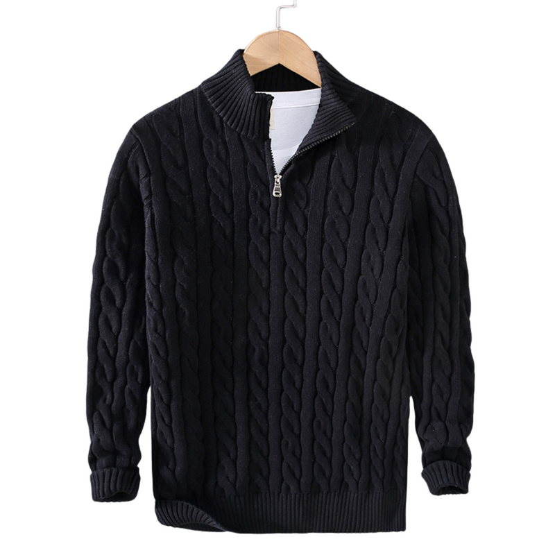 Cable Knit Sweater for Men - Quarter-Zip - Image 3