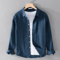 Button-Up Long Sleeve Shirt for men - Relaxed Fit - Cuffed Sleeves Straight Hem - Image 6