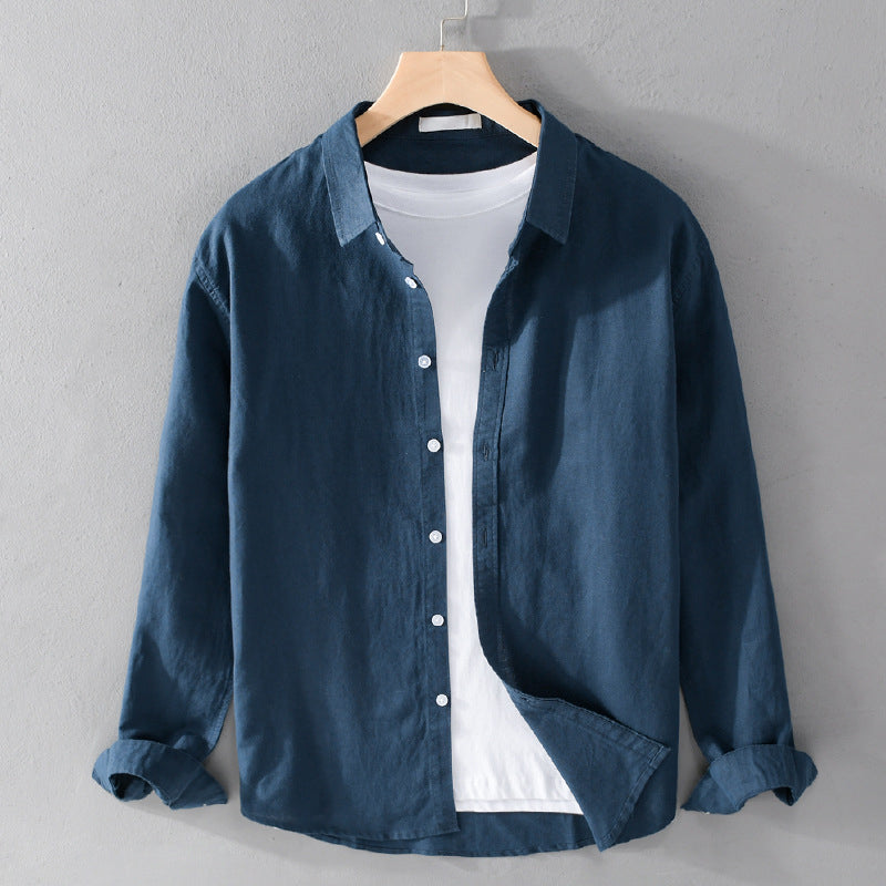 Button-Up Long Sleeve Shirt for men - Relaxed Fit - Cuffed Sleeves Straight Hem - Image 6