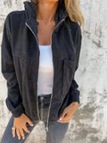 Hooded Zip-Up Jacket for Women - Chest Pocket - Image 4
