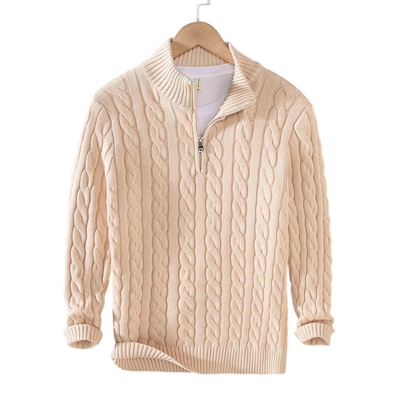 Cable Knit Sweater for Men - Quarter-Zip - Image 5