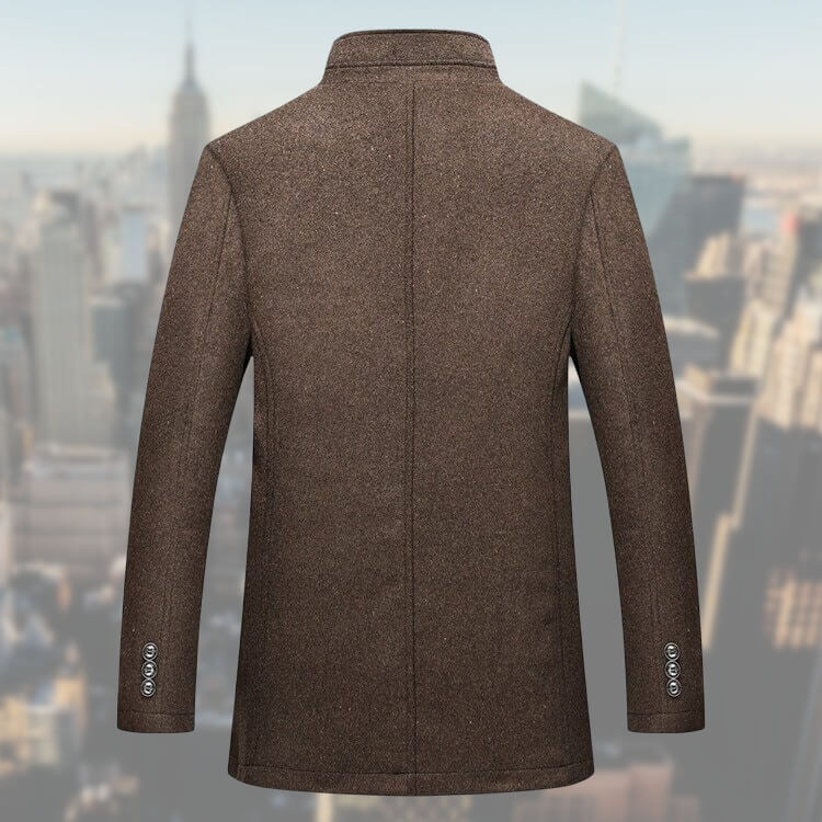 Button Front Overcoat for Men - Stand Collar - Image 6