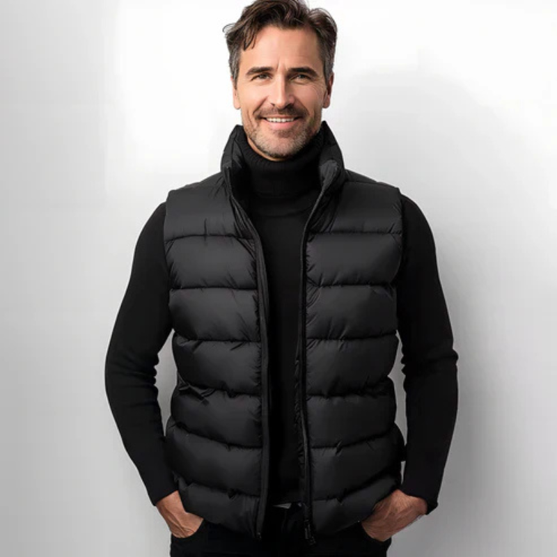 Puffer Vest for Men - Stand Collar - Image 2
