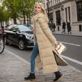Quilted Long Puffer Coat for Women - Hooded - Image 1