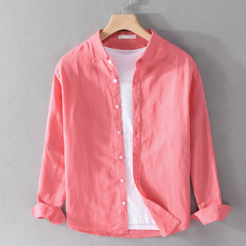 Button-Up Long Sleeve Shirt for men - Relaxed Fit - Cuffed Sleeves Straight Hem - Image 3