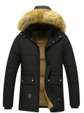 Puffer Hooded Jacket for Men - Faux Fur Hood - Image 3