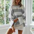 Striped Oversized Sweater for Women - Crew Neck - Image 4