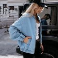 Denim Bomber Jacket for Women - Full Zip - Image 3