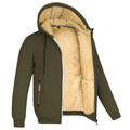 Fleece Lined Zip-Up Hoodie Jacket for Men - Drawstring Hood - Image 2
