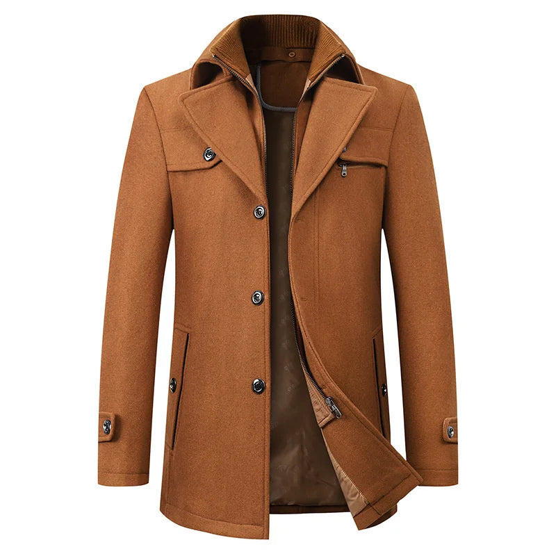 Pea Coat Overcoat for Men - Button-Down Closure - Image 5