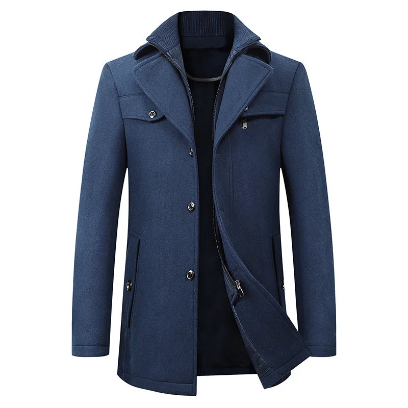 Pea Coat Overcoat for Men - Button-Down Closure - Image 3