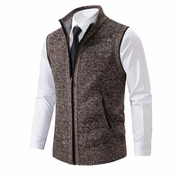 Full Zip Sweater Vest for Men - Zipper Pockets - Image 1