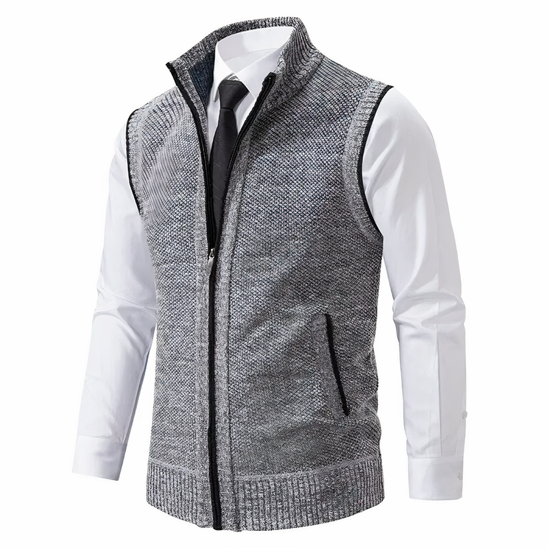 Full Zip Sweater Vest for Men - Zipper Pockets - Image 2