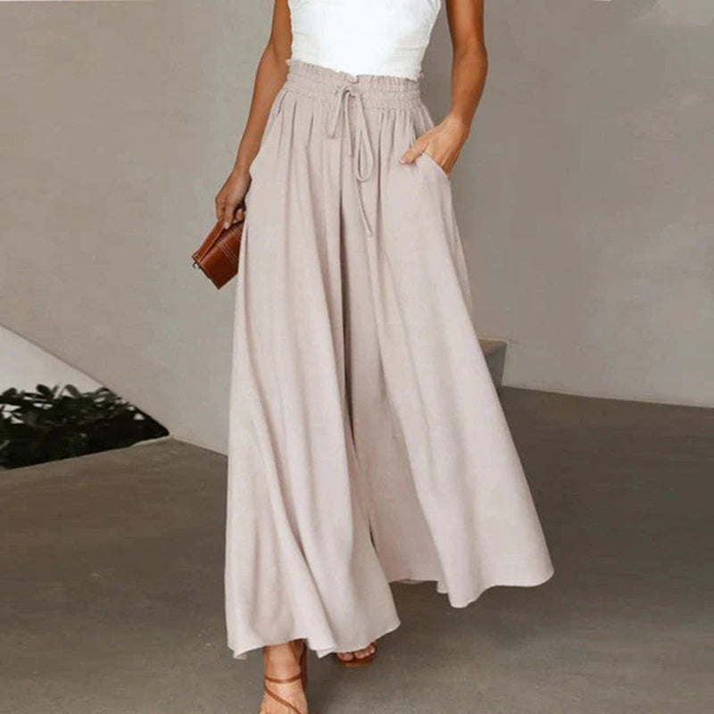 Wide Leg Palazzo Pants for women - High Waisted Drawstring Waist - Pockets Relaxed Fit - Image 5