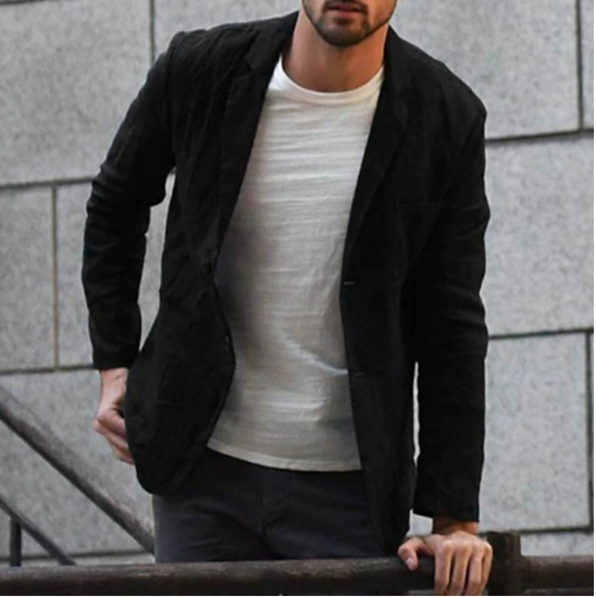 Casual Blazer for Men - Single-Breasted Notch Lapel - Slim Fit - Image 2
