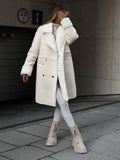 Long Coat for Women - Shearling Trim - Image 5