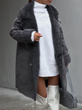 Long Coat for Women - Shearling Trim - Image 3