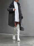 Long Coat for Women - Shearling Trim - Image 4