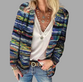 Striped Open Front Cardigan for Women - Long Sleeve - Image 2
