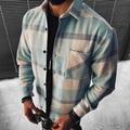 Plaid Button-Down Jacket for Men - Chest Pocket - Image 1
