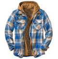 Checkered Hooded Coat for Men – Cotton-Padded, Loose Fit