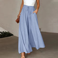 Wide Leg Palazzo Pants for women - High Waisted Drawstring Waist - Pockets Relaxed Fit - Image 4