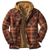 Checkered Hooded Coat for Men – Cotton-Padded, Loose Fit