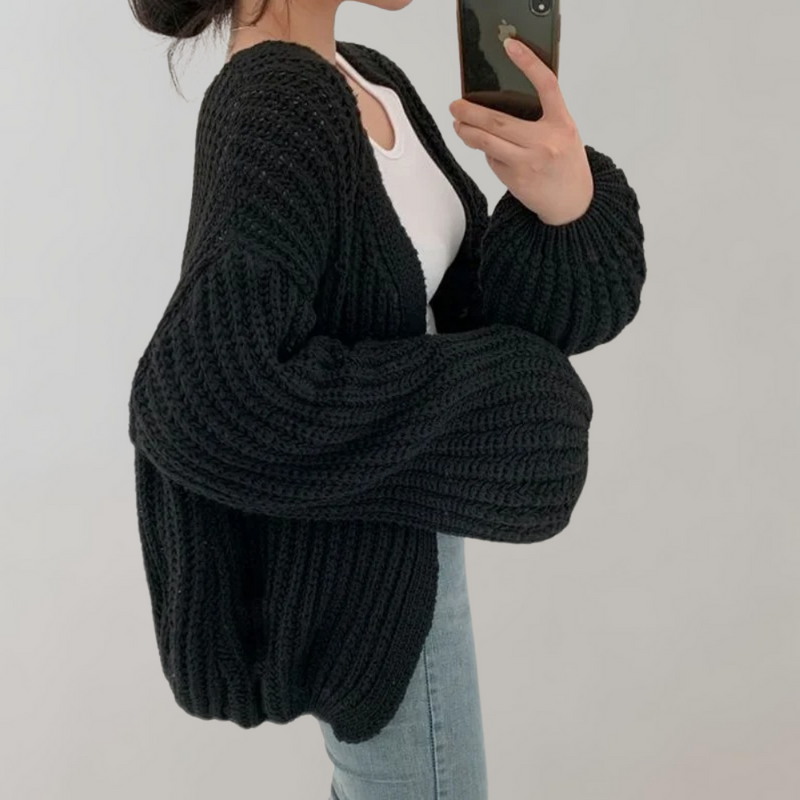 Open Front Cardigan for Women - Oversized - Image 5