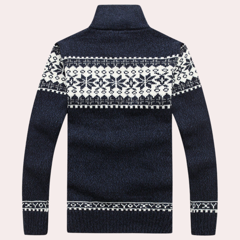 Knit Zip Up Jacket for Men - Stand Collar - Image 2