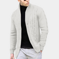 Cable Knit Shawl Collar Jacket for Men - Button Down - Image 6