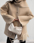 Oversized Fringe Coat for Women - Shawl Collar - Image 2