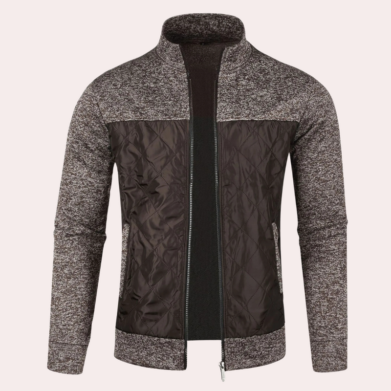 Quilted Full Zip Jacket for Men - Stand Collar - Image 5
