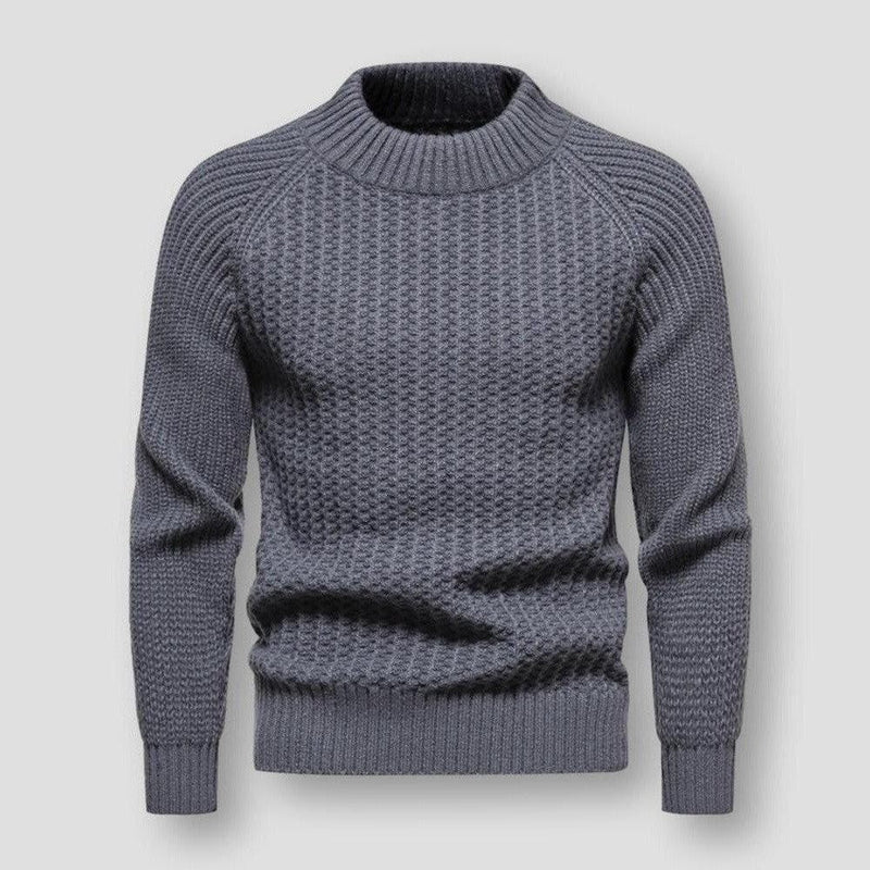 Textured Mock Neck Sweater for Men - Raglan Sleeve - Image 5