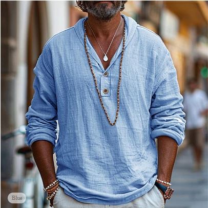 Henley Shirt for Men - Long Sleeve Casual - Image 2