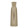 Strapless Wide Leg Jumpsuit for Women - High Waisted Pockets - Image 9