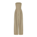 Strapless Wide Leg Jumpsuit for Women - High Waisted Pockets - Image 8