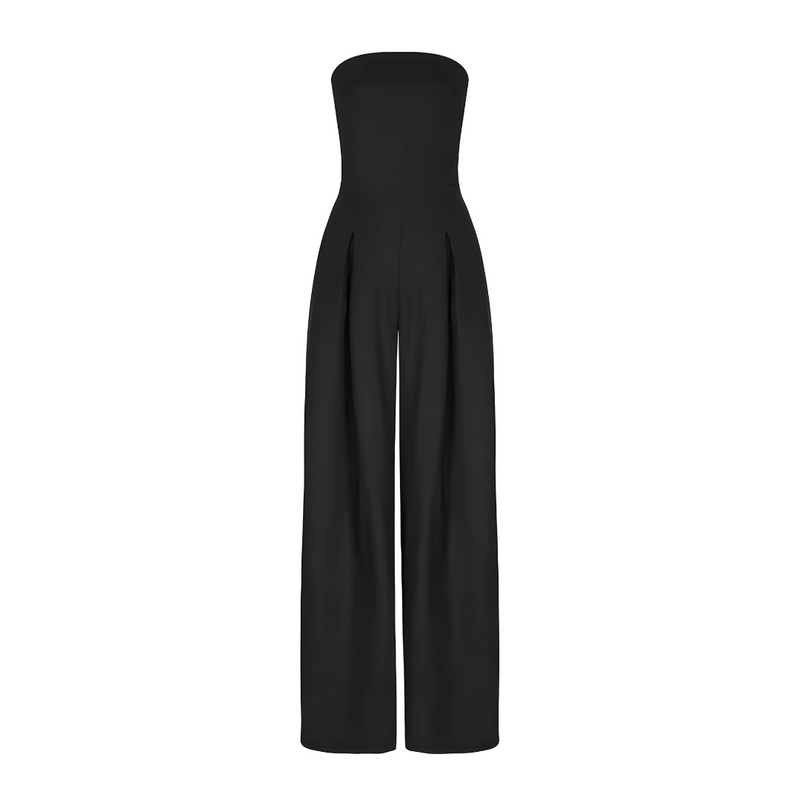 Strapless Wide Leg Jumpsuit for Women - High Waisted Pockets - Image 6
