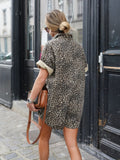 Animal Print Button-Up Romper for Women - Collared Cuffed Sleeve - Image 6