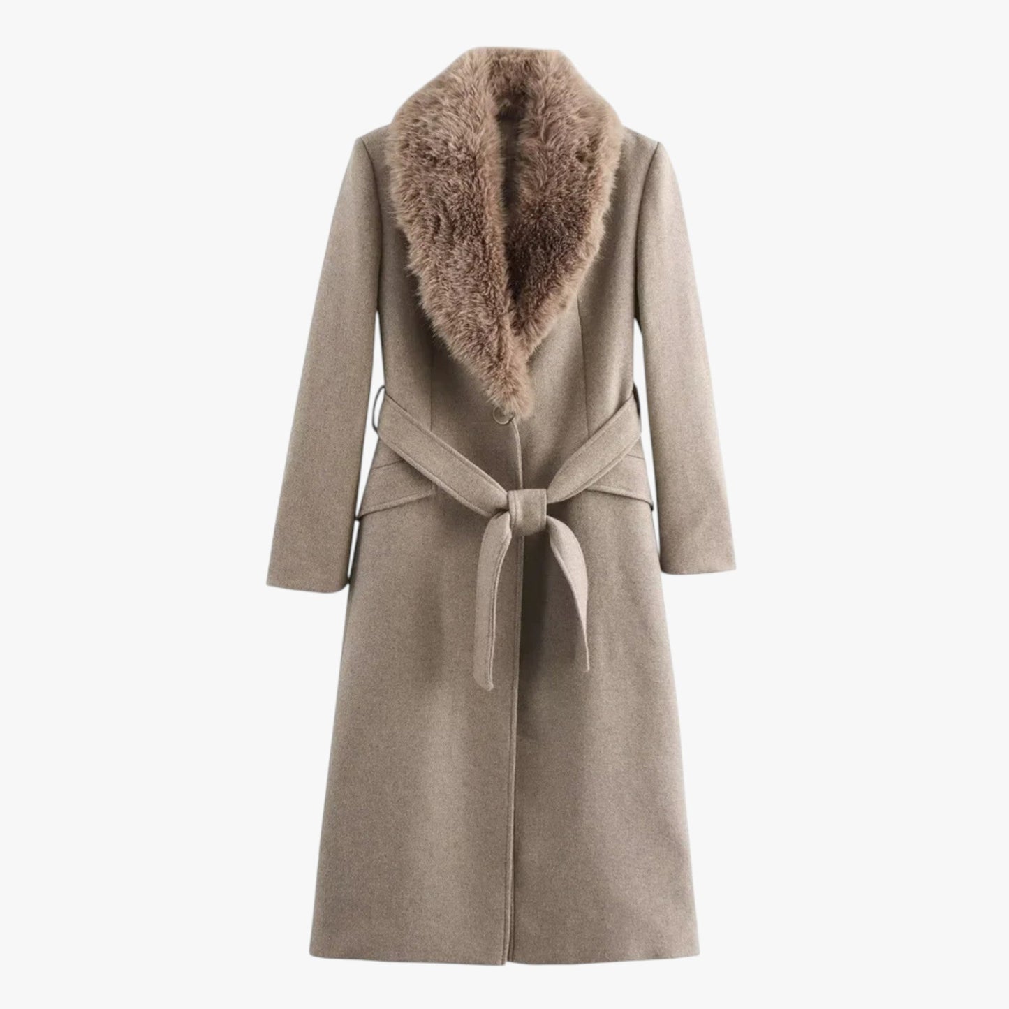 Wrap Coat for Women - Faux Fur Collar - Image 8