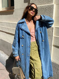 Denim Trench Coat for Women - Double-Breasted - Image 2