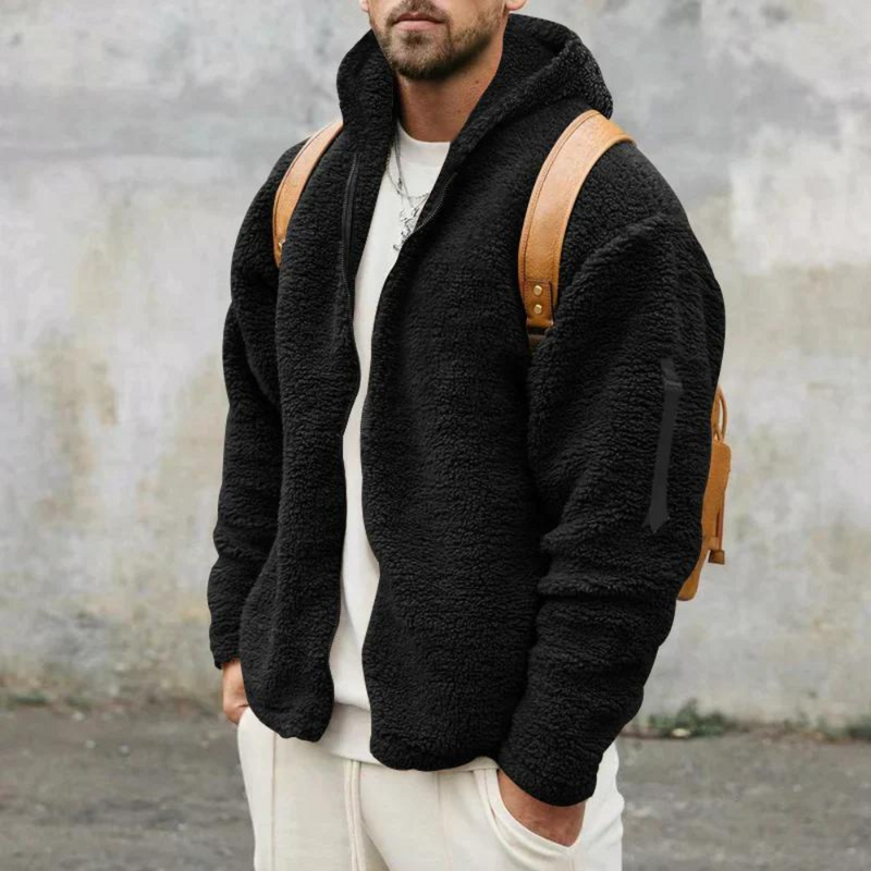 Fleece Hooded Jacket for Men - Zip-Up - Image 7