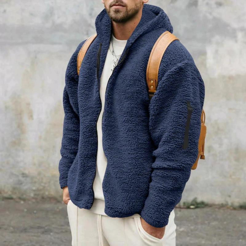 Fleece Hooded Jacket for Men - Zip-Up - Image 8
