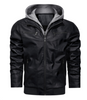 Faux Leather Hooded Bomber Jacket for Men - Zip Front