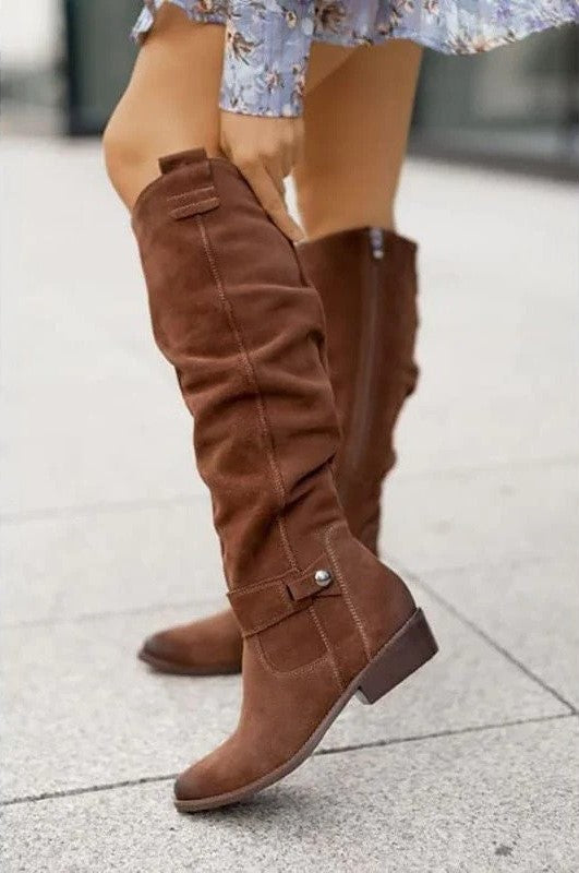 Slouch Knee High Boots for Women - Ruched shaft - Image 5