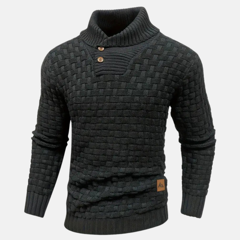 Shawl Collar Sweater for Men - Button Detail - Image 6