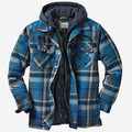 Plaid Hooded Jacket for Men - Button-Down Closure - Image 6