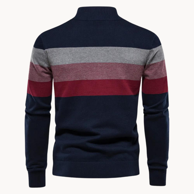 Striped Quarter-Zip Sweater for Men - Long Sleeve - Image 2
